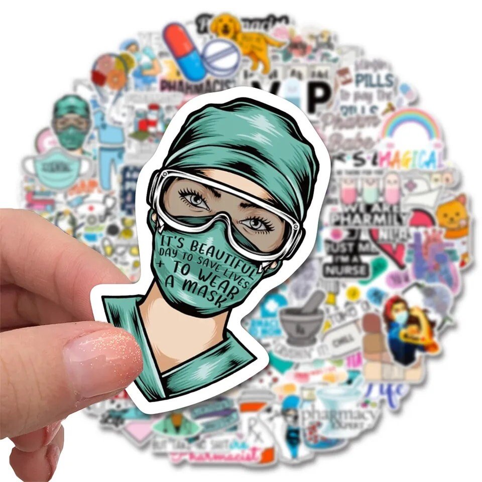 Nurse Stickers - Sticker Bundle for Water Bottles, Laptops, Notebook Stickers, Kayaks - Sticker Grab Bag - Wood Unlimited#