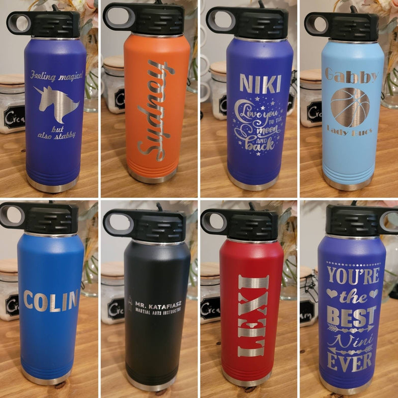 40oz Personalized Laser Engraved Water Bottle School Gift 