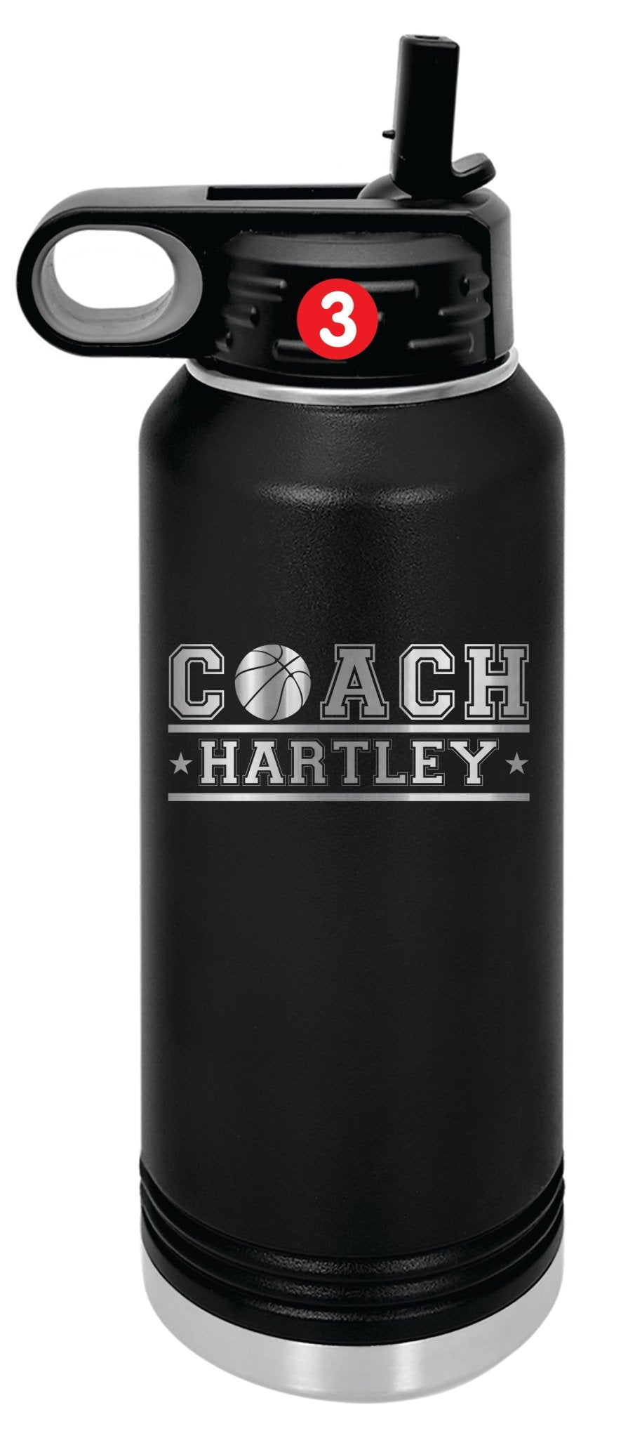 Personalized Basketball Water Bottles - Custom Engraved 32oz Stainless Steel Bottle for Basketball Players and Basketball Coaches - Wood Unlimited#