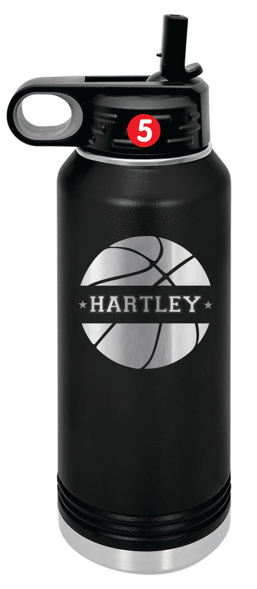 Personalized Basketball Water Bottles - Custom Engraved 32oz Stainless Steel Bottle for Basketball Players and Basketball Coaches - Wood Unlimited#