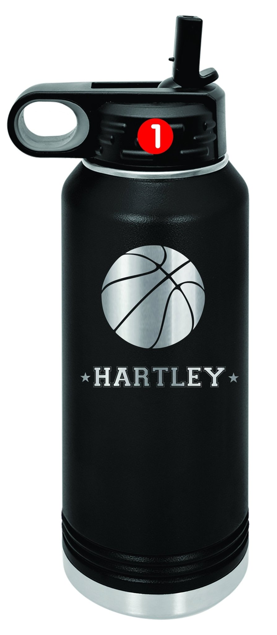 Personalized Basketball Water Bottles - Custom Engraved 32oz Stainless Steel Bottle for Basketball Players and Basketball Coaches - Wood Unlimited#