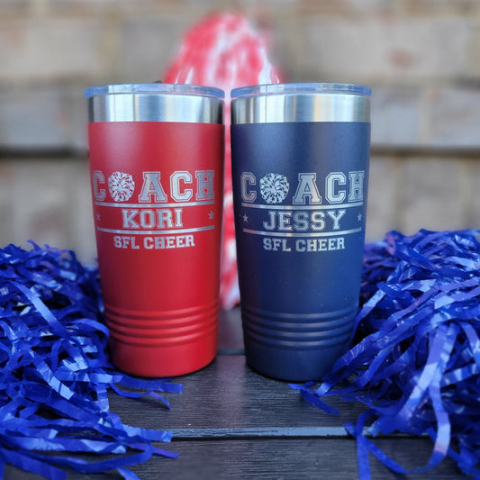 Personalized Cheer Coach Tumbler! Insulated Drink Tumbler Personalized For Cheer Coach! 20oz Cheer Coach Gift! - Wood Unlimited#