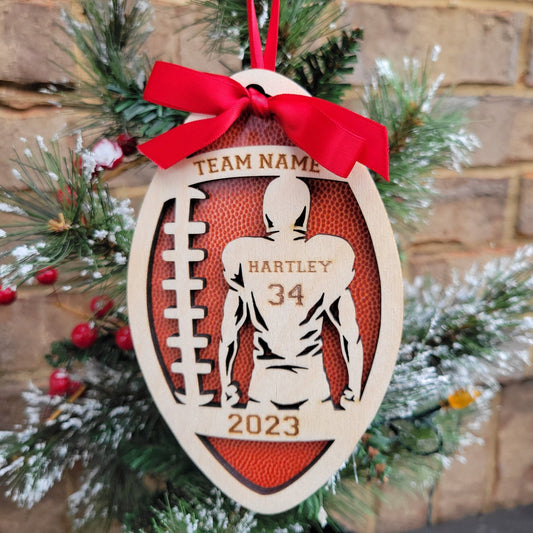 Personalized Football Christmas Ornament Gift for Football Player - Wood Unlimited#