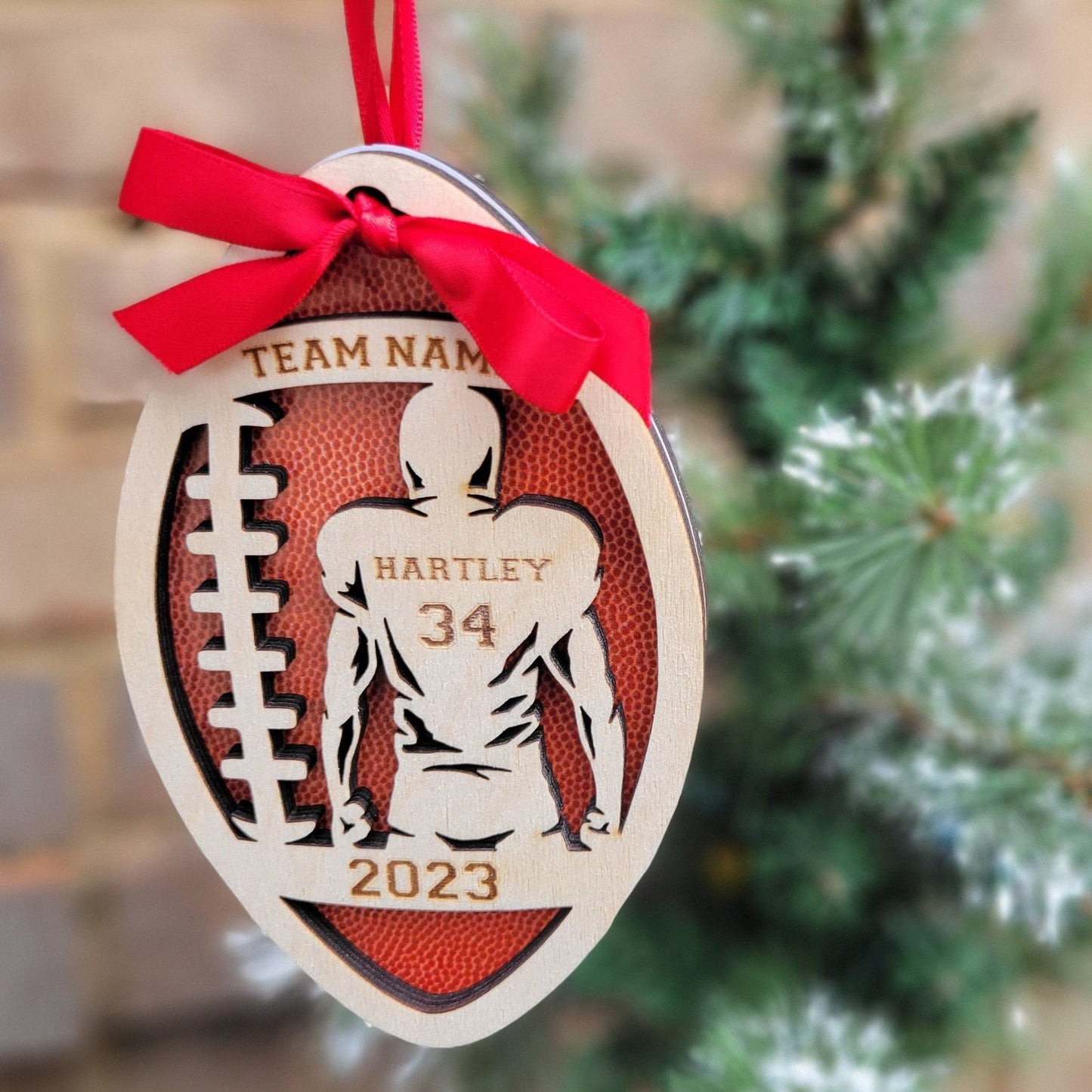 Personalized Football Christmas Ornament Gift for Football Player - Wood Unlimited#