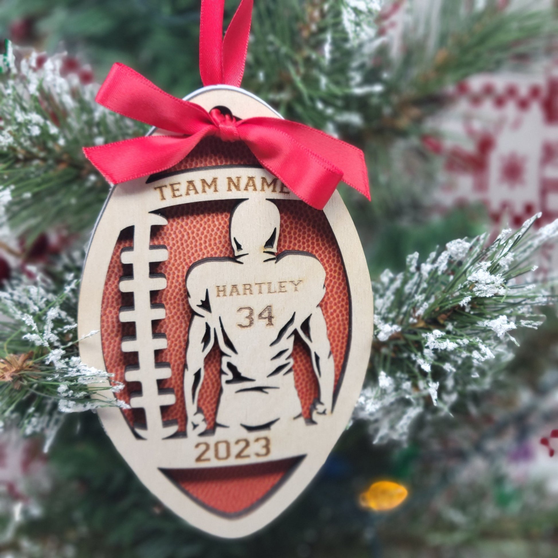 Personalized Football Christmas Ornament Gift for Football Player - Wood Unlimited#