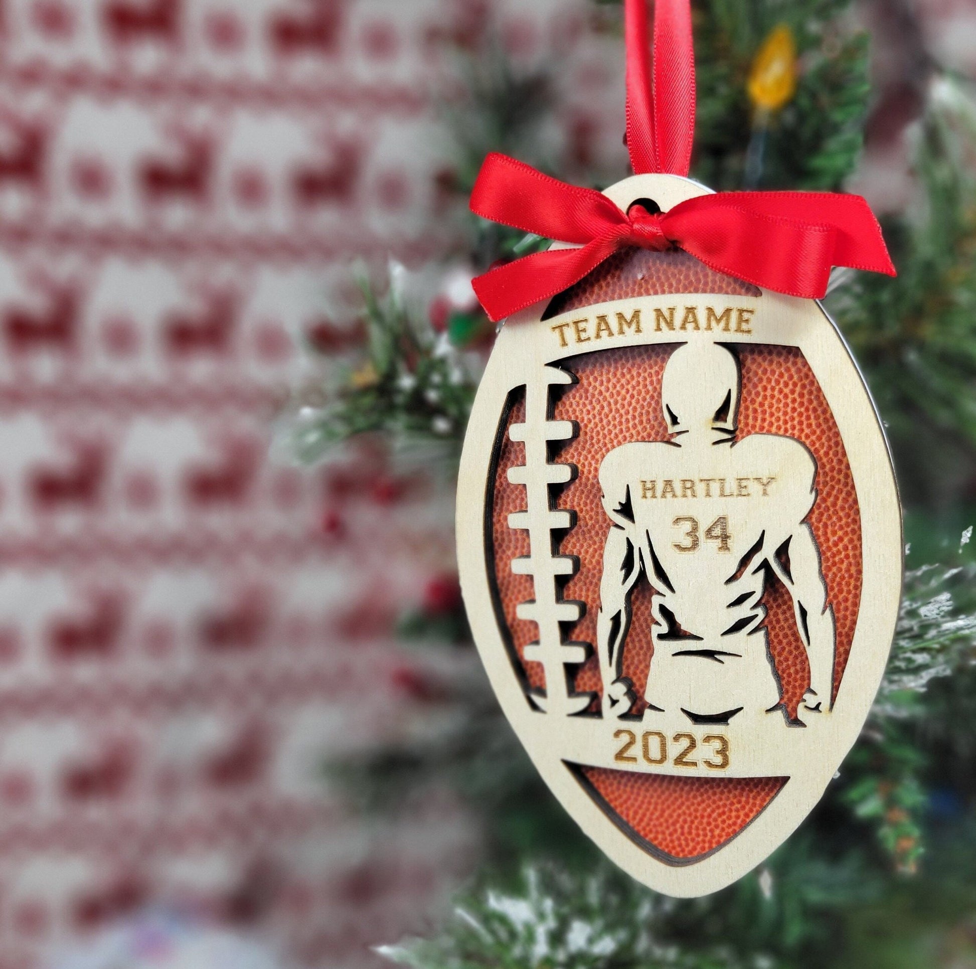 Personalized Football Christmas Ornament Gift for Football Player - Wood Unlimited#