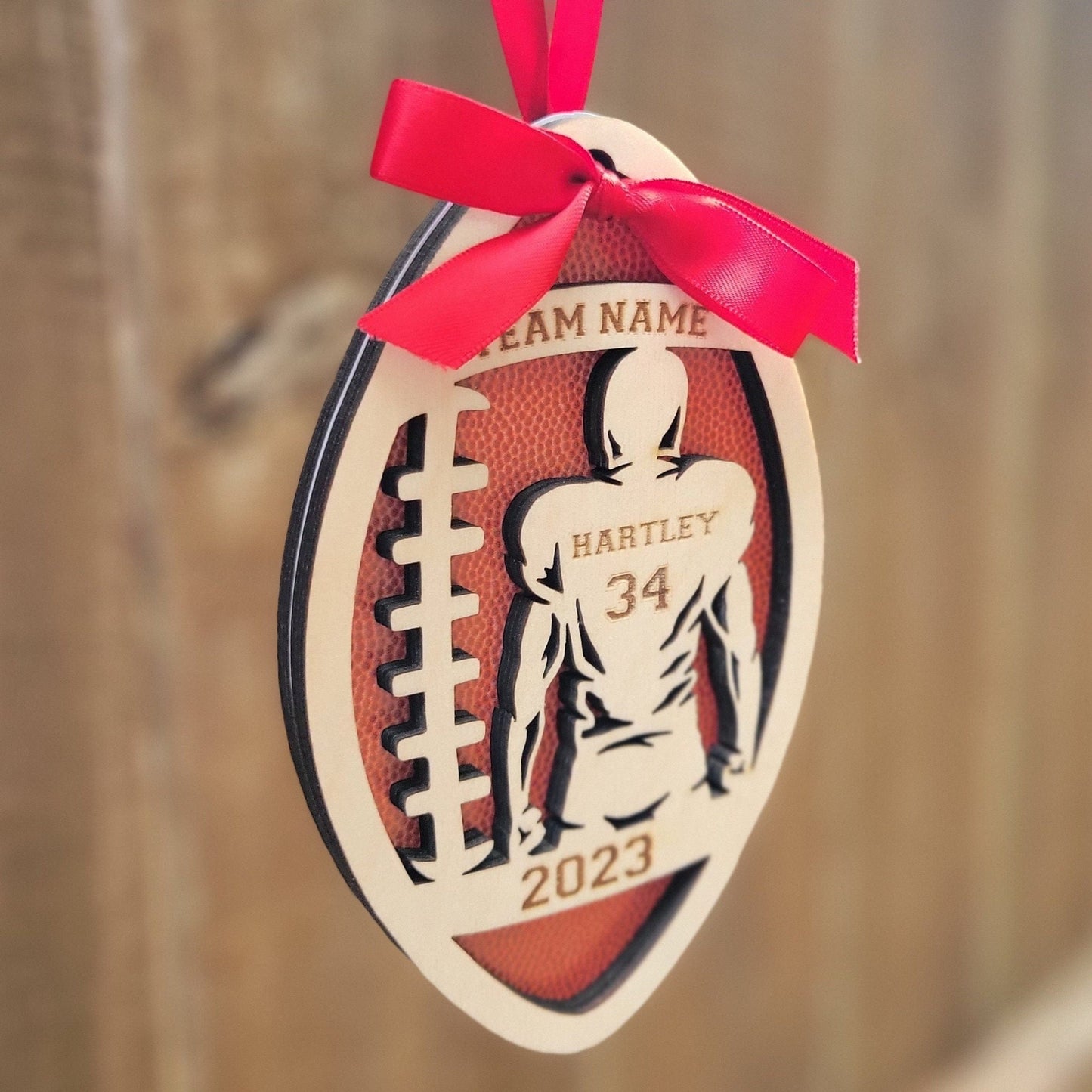 Personalized Football Christmas Ornament Gift for Football Player - Wood Unlimited#