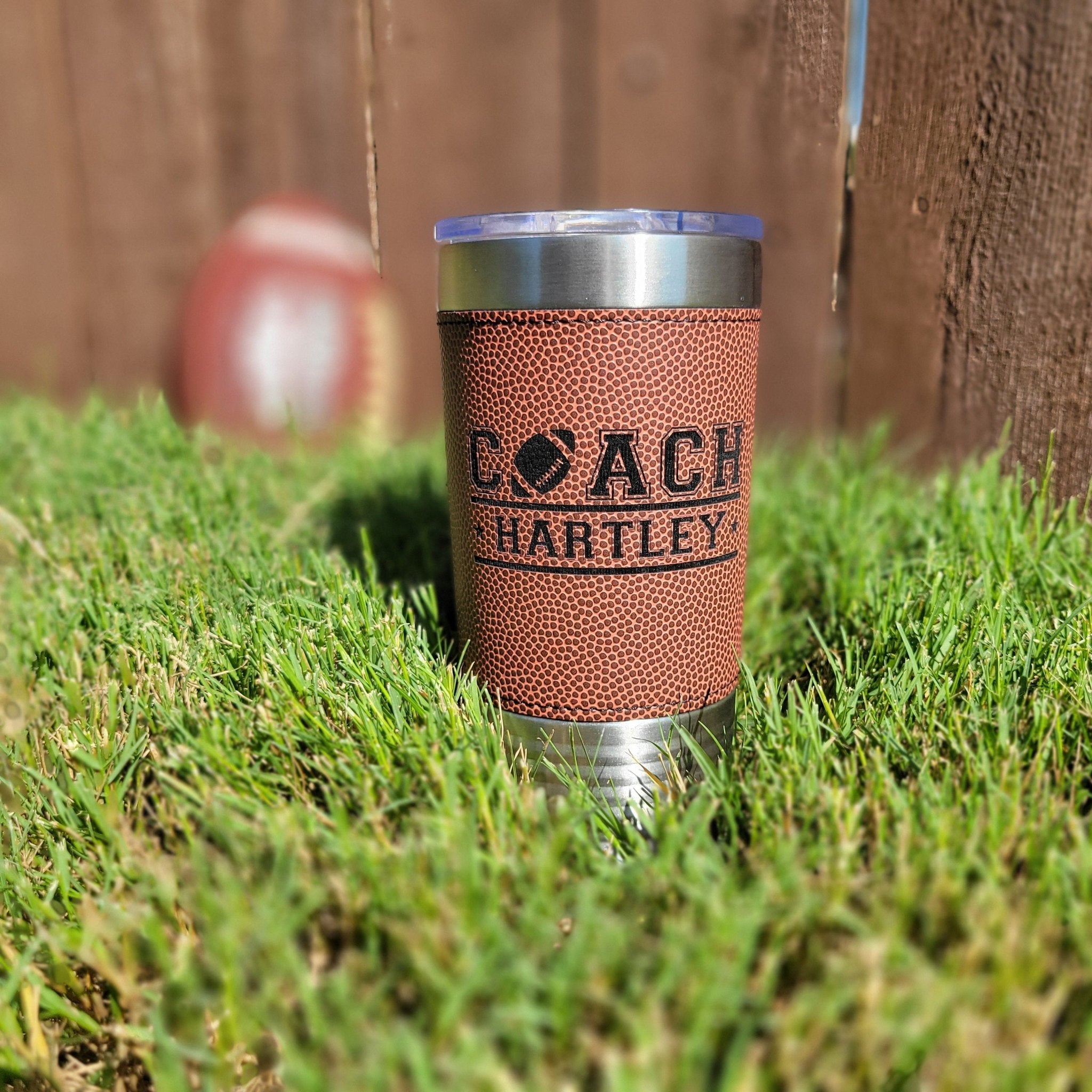 Football Tumbler, Leather Custom Tumbler, Football Mom