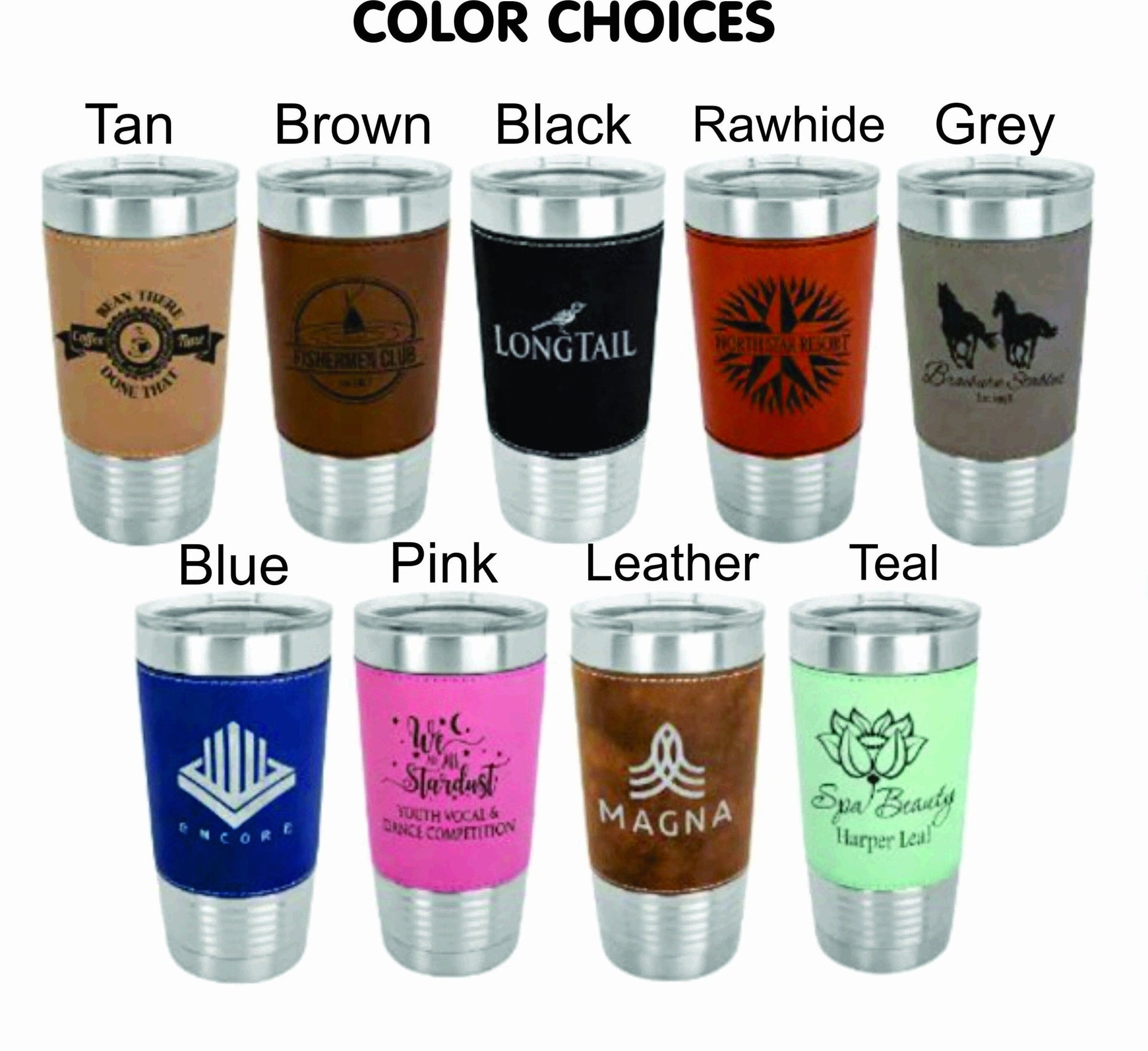 Personalized Leather Logo Tumbler - Customized Engraved Insulated Tumbler, Engraved 20oz Insulated Tumbler - Wood Unlimited#