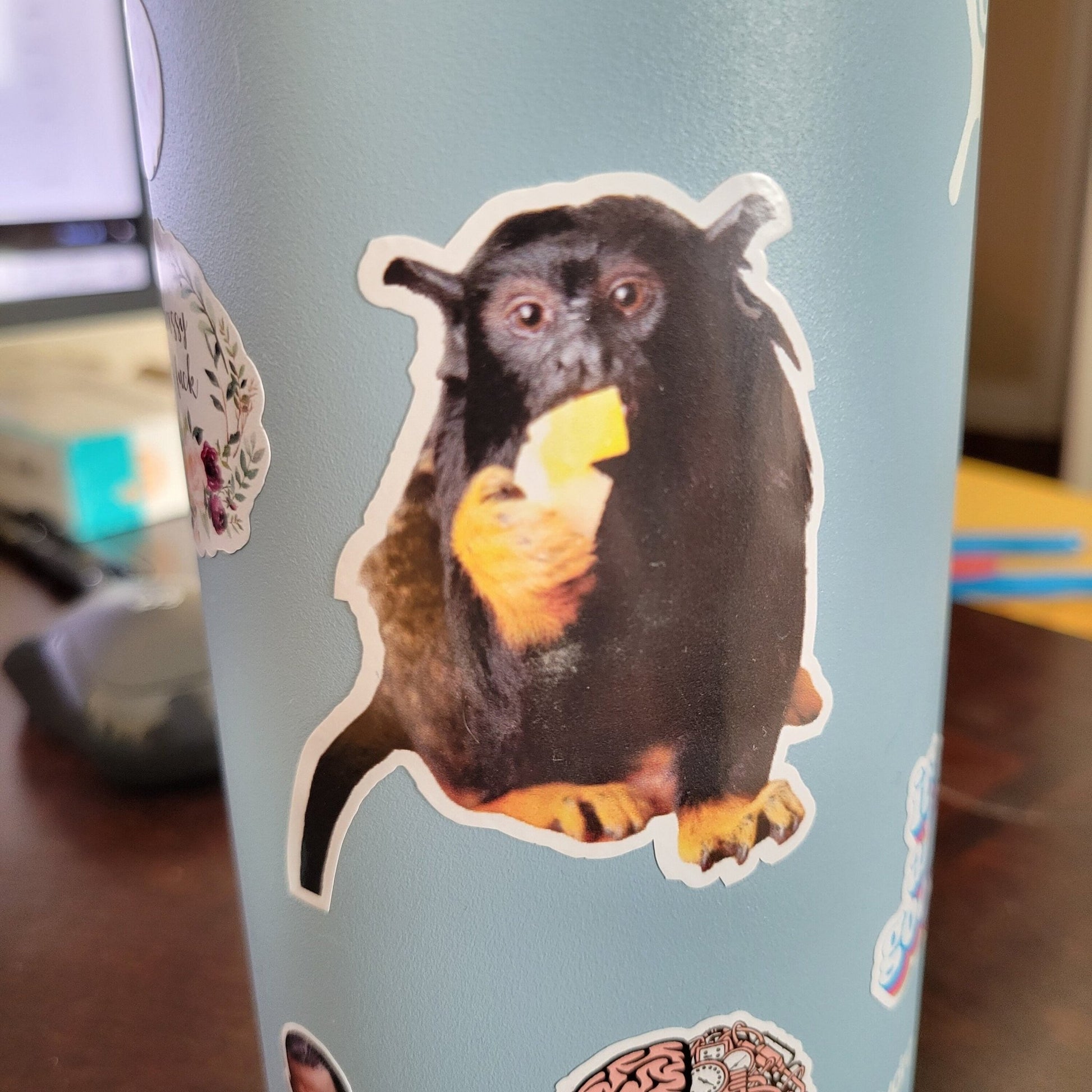 Red Handed Tamarin Sticker - Funny Sticker - Tamarin Monkey - Monkey Sticker - Marmoset Sticker- - Wood Unlimited#