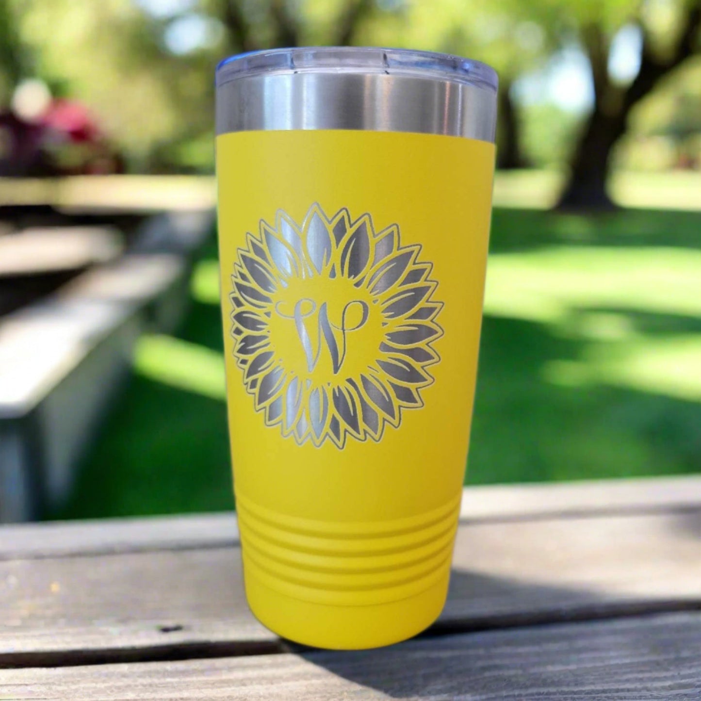 Sunflower Insulated Tumbler, Engraved 20oz Insulated Tumbler - Personalized - Wood Unlimited#