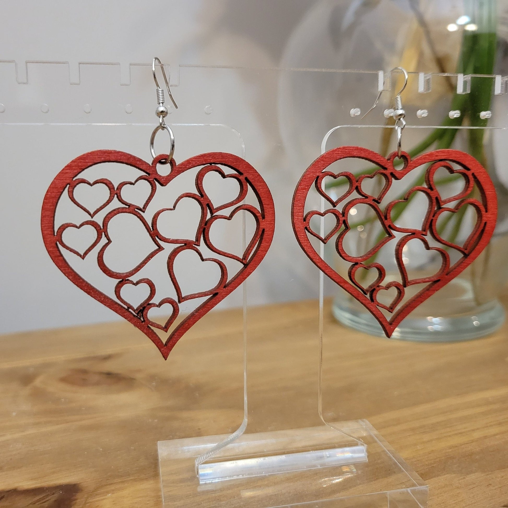 Valentine's Heart Earrings, Digital File Bundle for Laser Cutters, Glowforge Ready, Lightburn Files, SVG, AI, PDF Laser Cut File Bundle - Wood Unlimited#